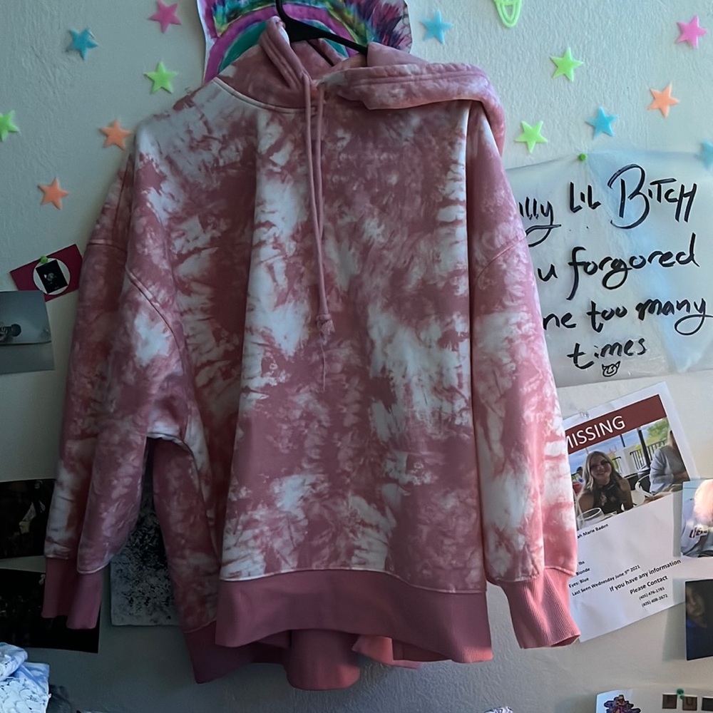 large pink hoodie, super comfortable and soft.